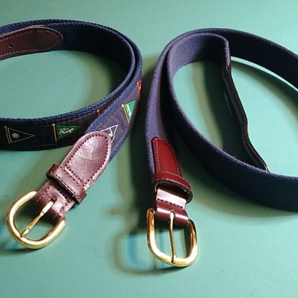 Vibrant Blue and Red Geometric Pattern Belts Solid Brass Buckles - Picture 10 of 11